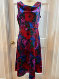 Midnight Garden Wrapped Floral Satin Cowl-Neck Cocktail Dress