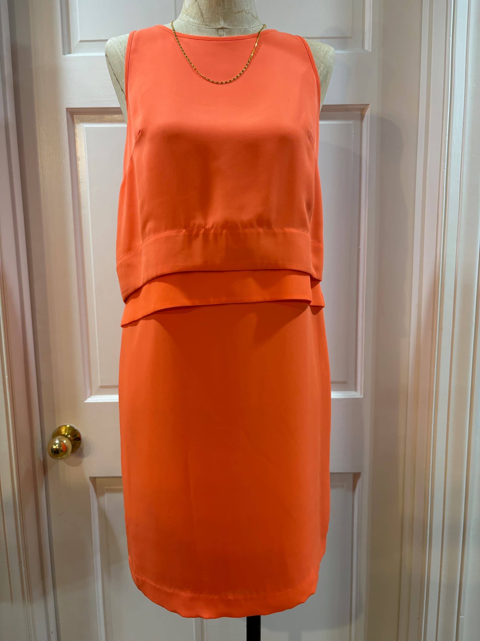 Banana Republic Layered Tiered Shift Dress in Vibrant Coral
