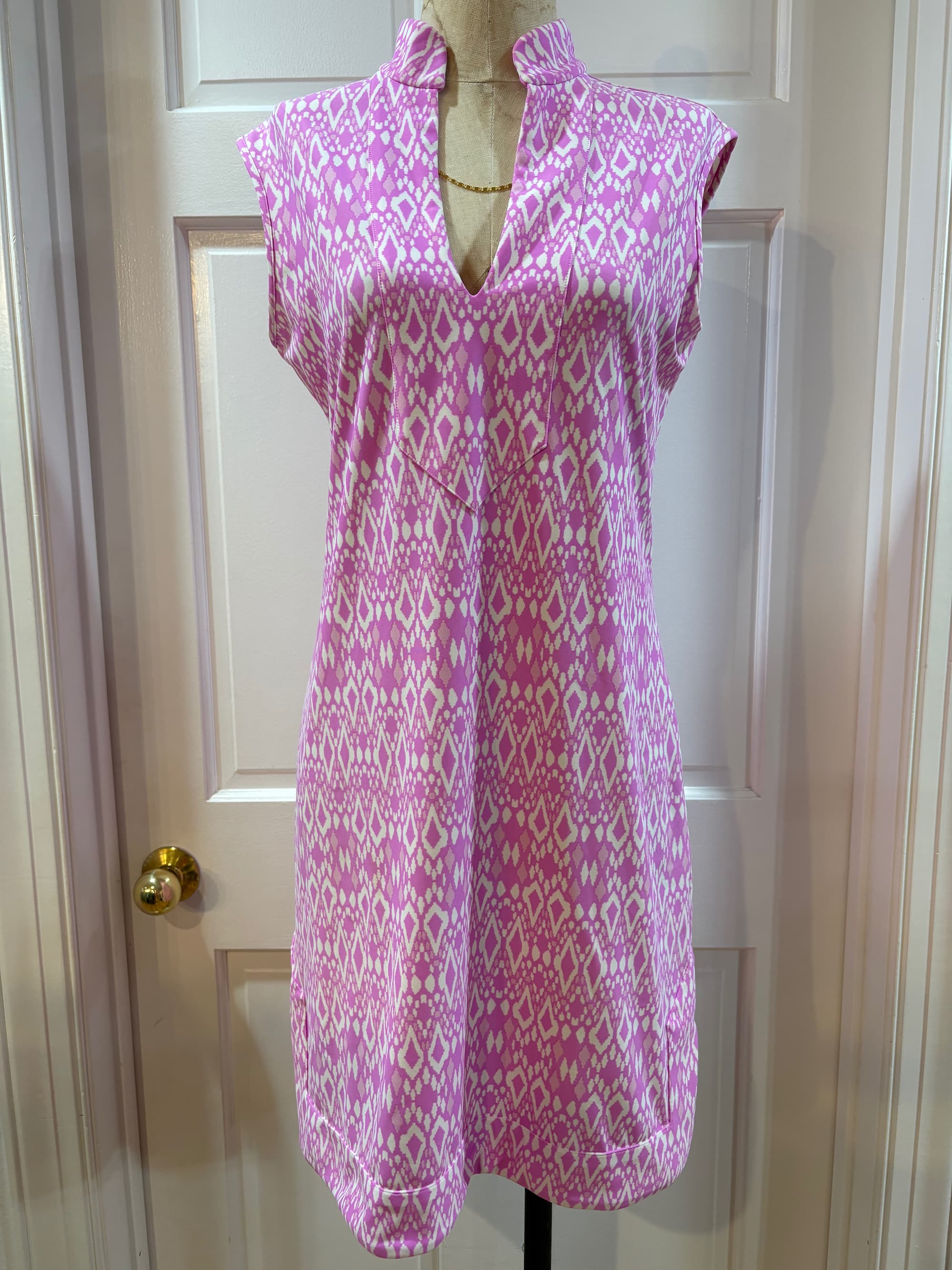 Preppy in Pink: The Jude Connally Geo Ikat Tunic Dress