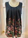 New York & Company Midnight Floral Pleated Tank Top