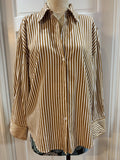 Eliane Rose Camel & White Striped Shirt&nbsp;