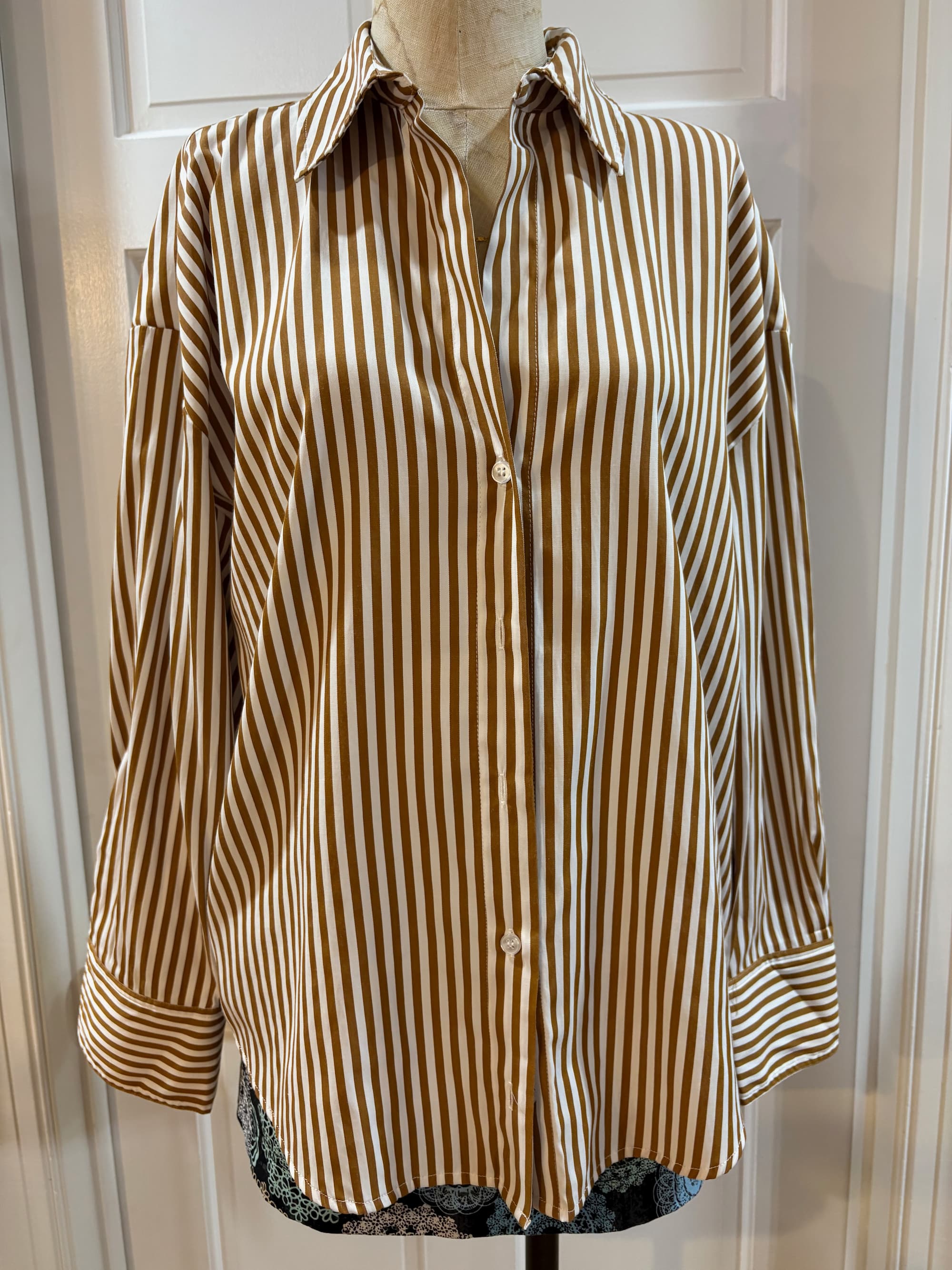 Eliane Rose Camel & White Striped Shirt&nbsp;