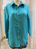 Talbot’s Teal Lightweight 100% Linen Button-Down Shirt 