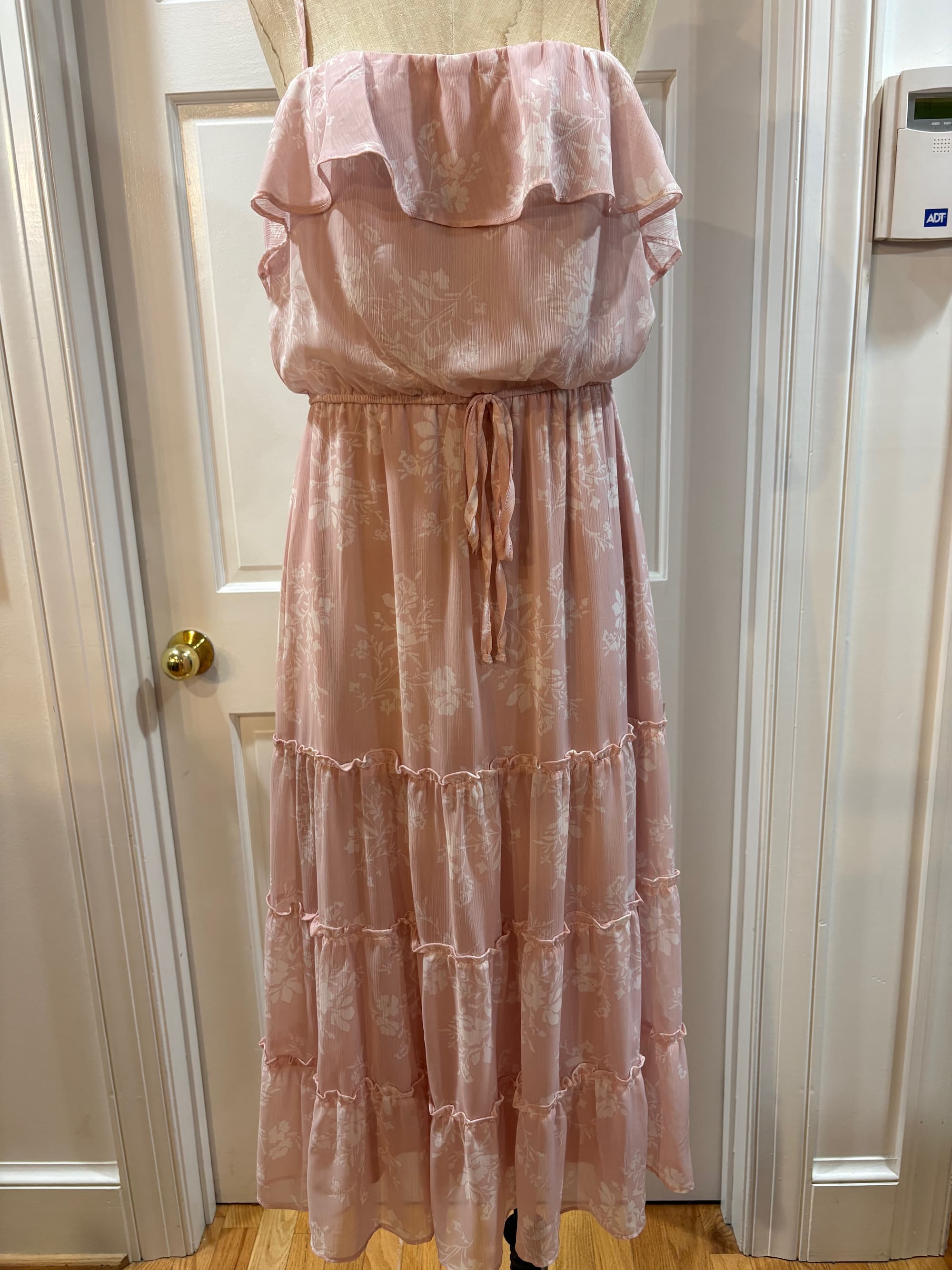 Ethereal Romance Tiered Ruffle Maxi Dress Blush Floral