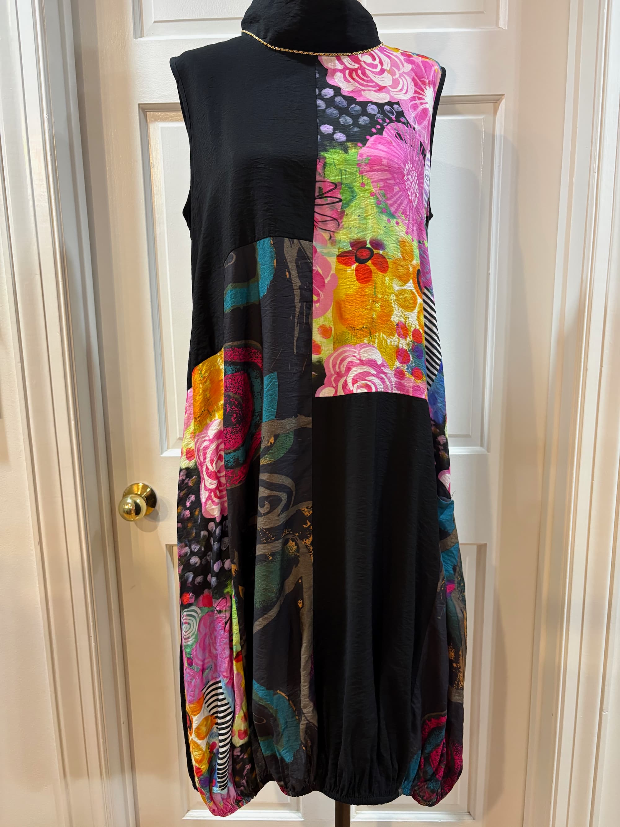 Artful Comfort: Shana Apparel Crushed Mock Neck Bubble Dress