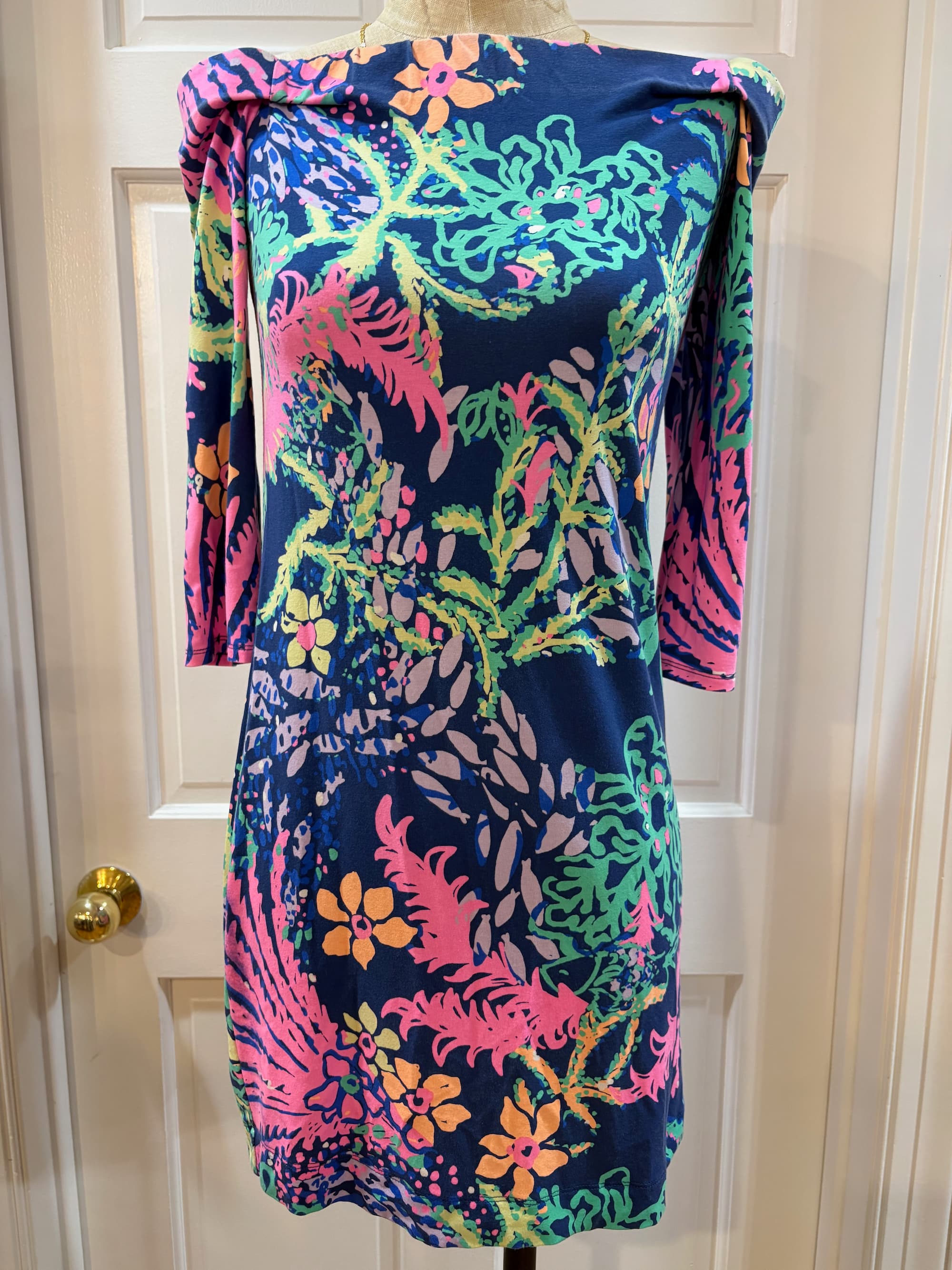 Lilly Pulitzer "Indigo All a Glow" Laurana Floral Dress — Contemporary | Size S