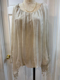 Saks Fifth Avenue Linen & Silk Boho Blouse — Natural Linen | Size L