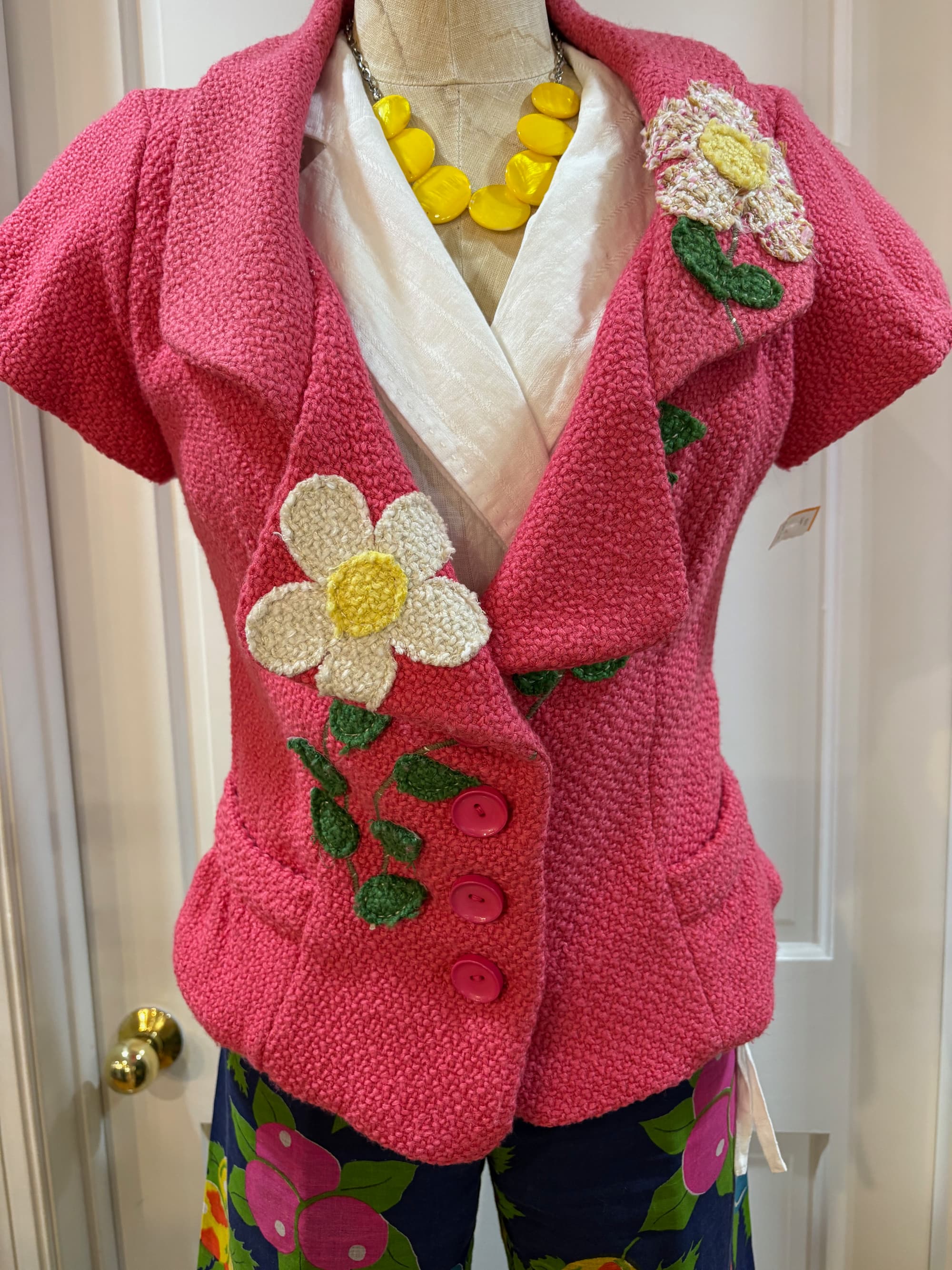 IF by Anthropologie "If I Had Wings" Pink Floral Crochet Jacket — Whimsigoth Cottagecore | Size S