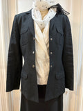 Tahari Black Tailored Military Blazer — Structured Snap Button | EUC