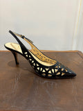 Kate Spade Black Patent Leather Cutout Slingback — Gold Buckle | Size 8B
