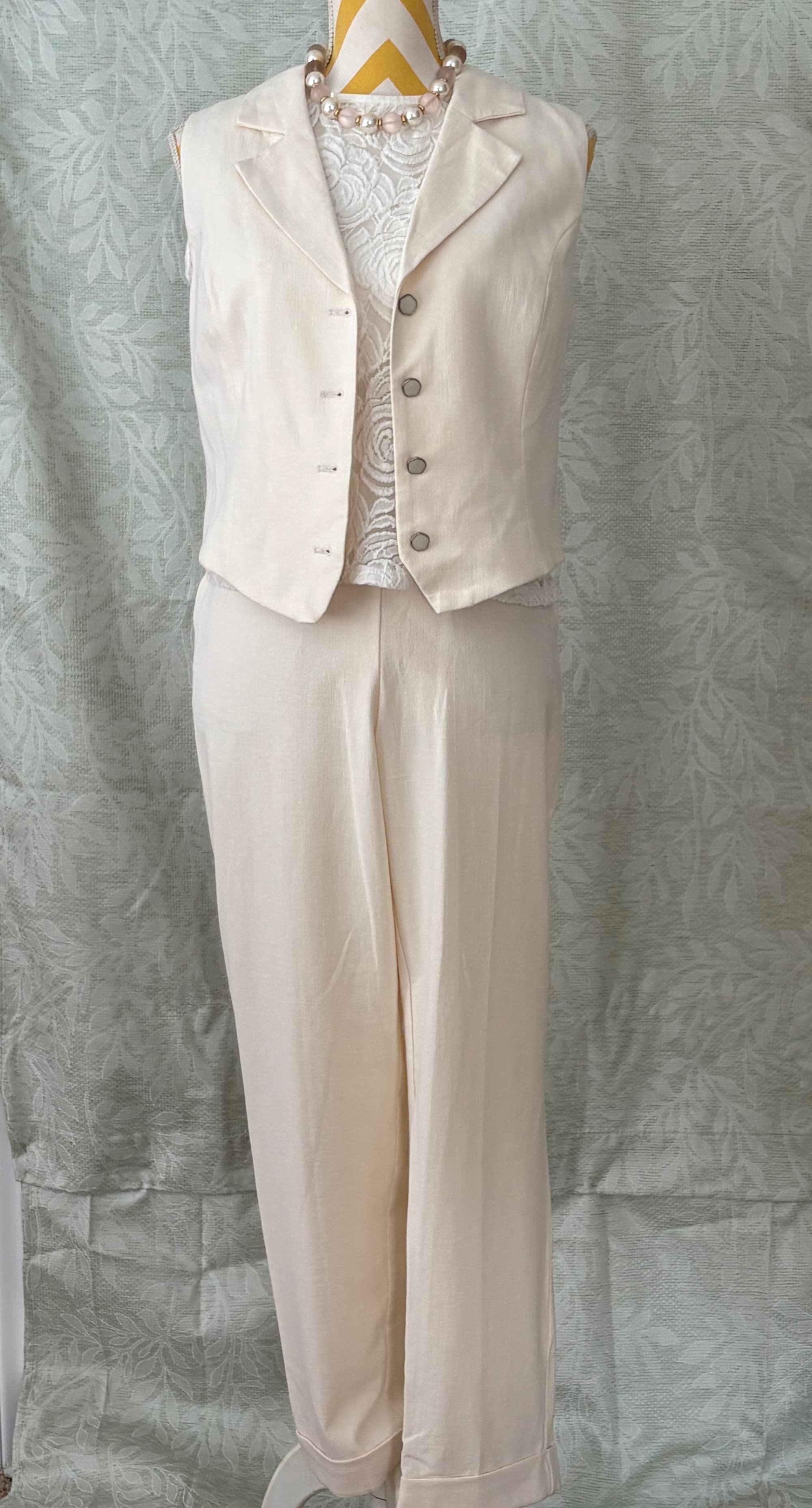 Rachel Zoe Beige Tailored Vest & Trouser Set — Boho-Chic Power Dressing