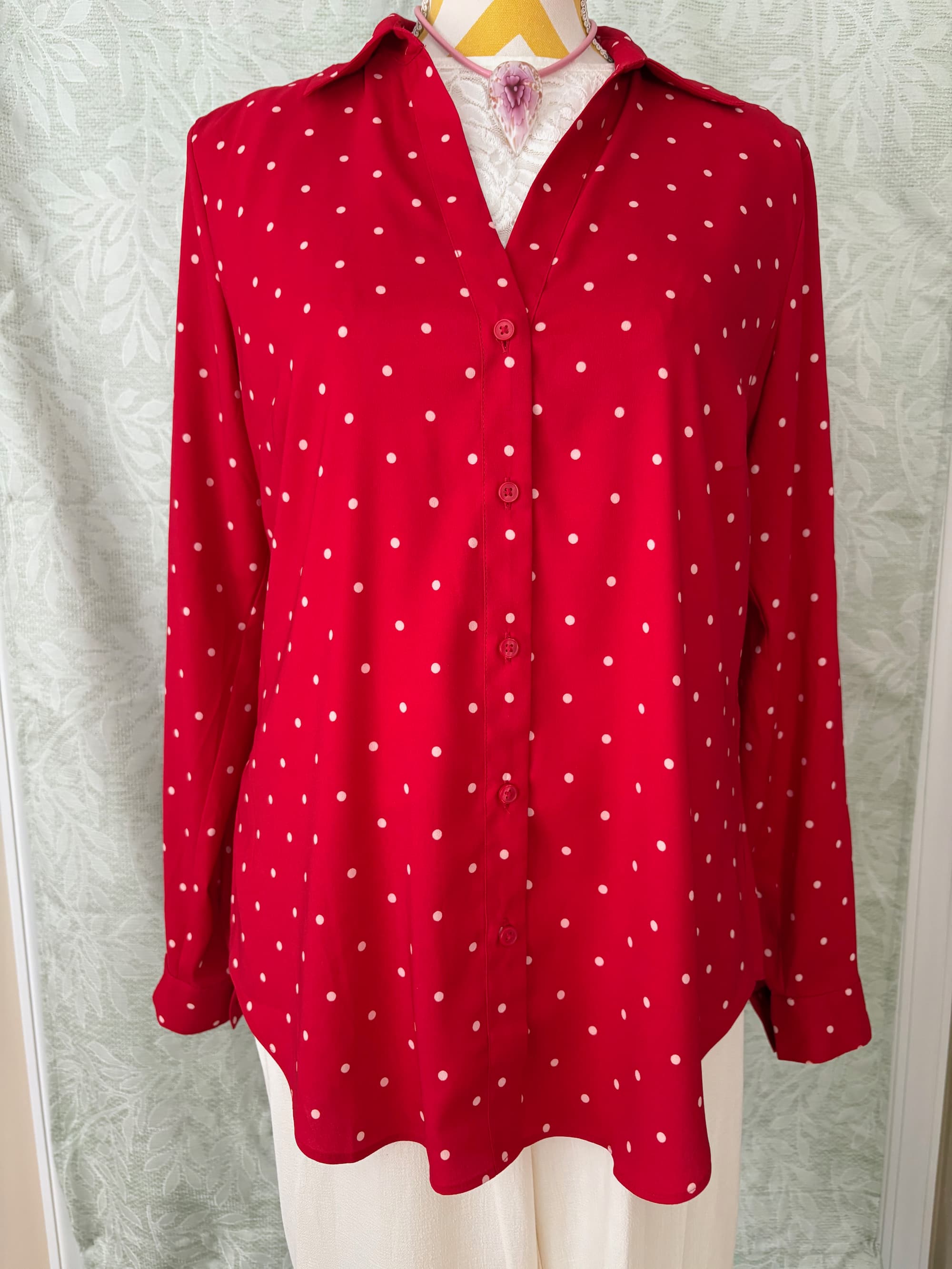 Ann Taylor Red & White Polka Dot Top — Classic Americana Chic