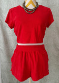 OFFLINE by Aerie Red Real Me Short Sleeve Top & Shorts Set — Buttery-Soft Athleisure