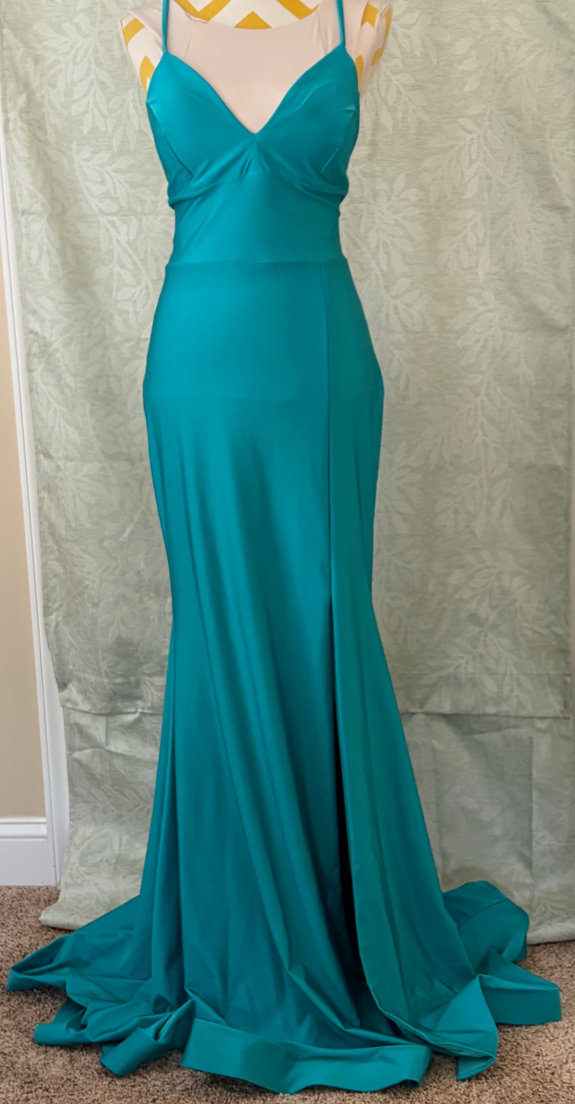 Jessica Angel Teal Jersey Knit Gown — Red-Carpet Glamour | Mother of the Bride
