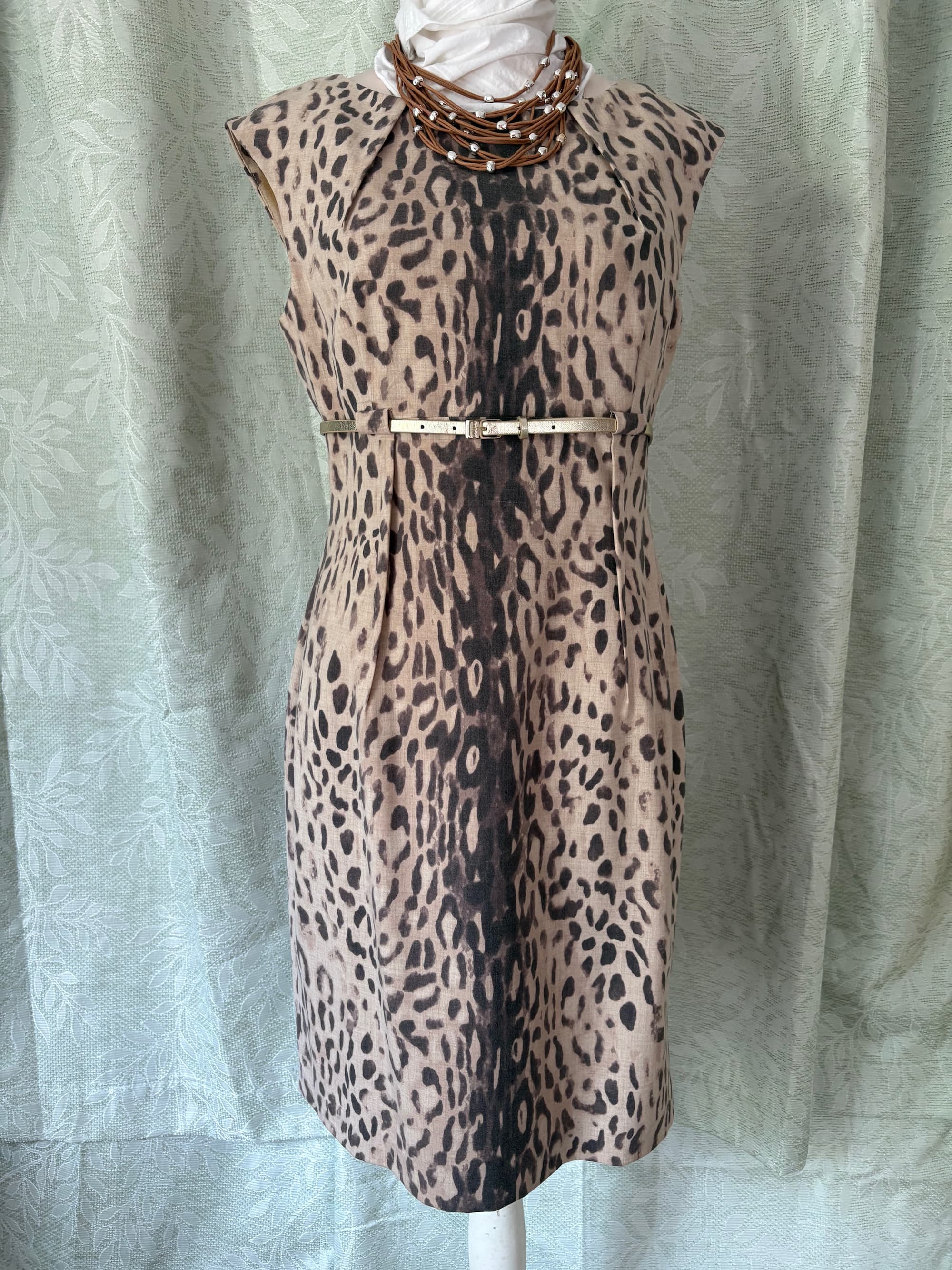 Calvin Klein Leopard Print Sleeveless Sheath Dress