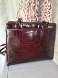 Etienne Aigner Vintage Structured Top-Handle Moc-Croc Bag c. 1978–82