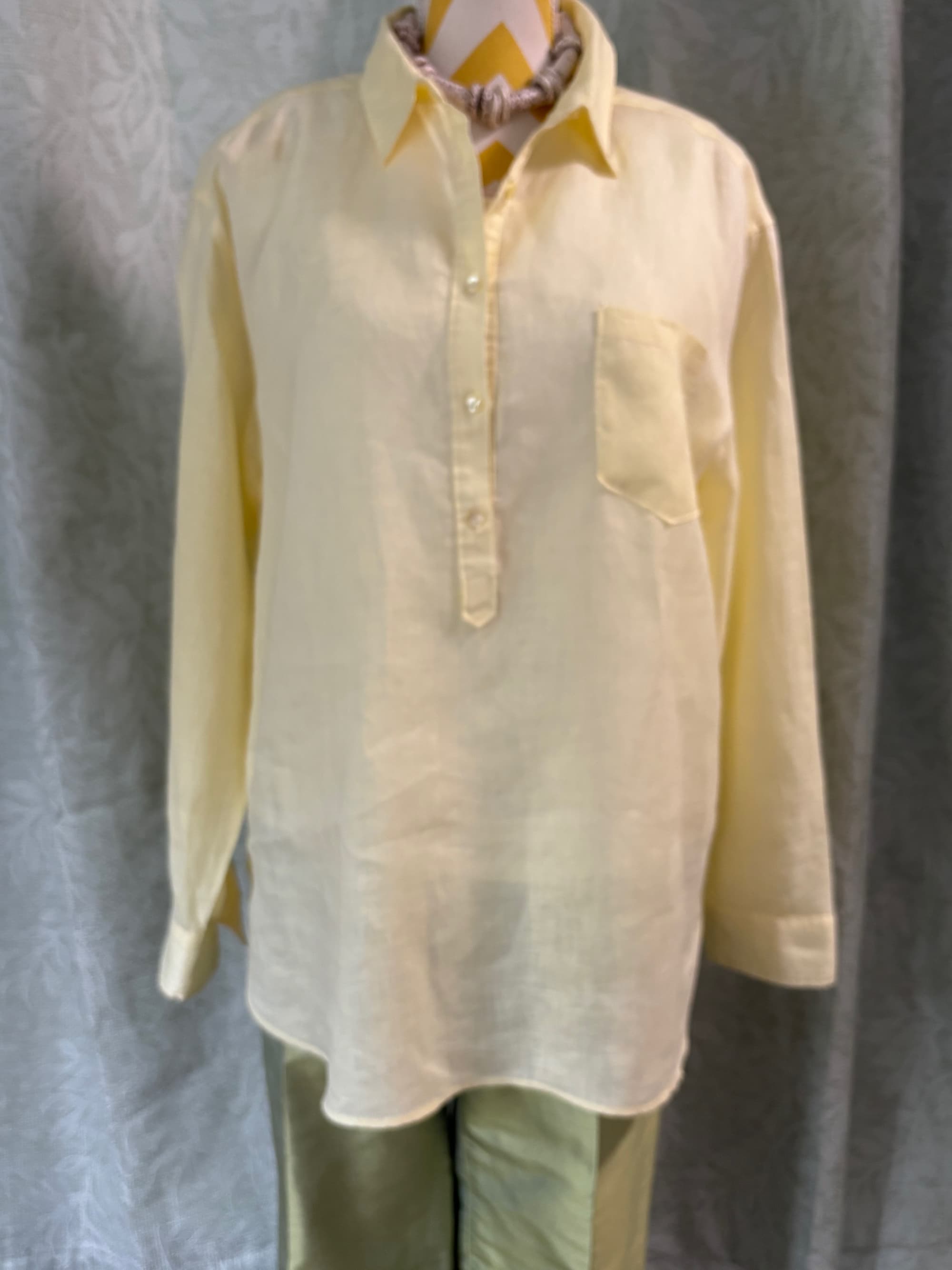 Elliott Lauren Sun-Kissed Pastel Yellow Woven Linen-Blend Top