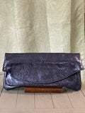 Vera Pelle Florentine Leather Envelope Clutch Midnight Blue