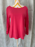 Talbots Bateau Neck Liquid Knit Hot Pink Rollback Sleeve Top