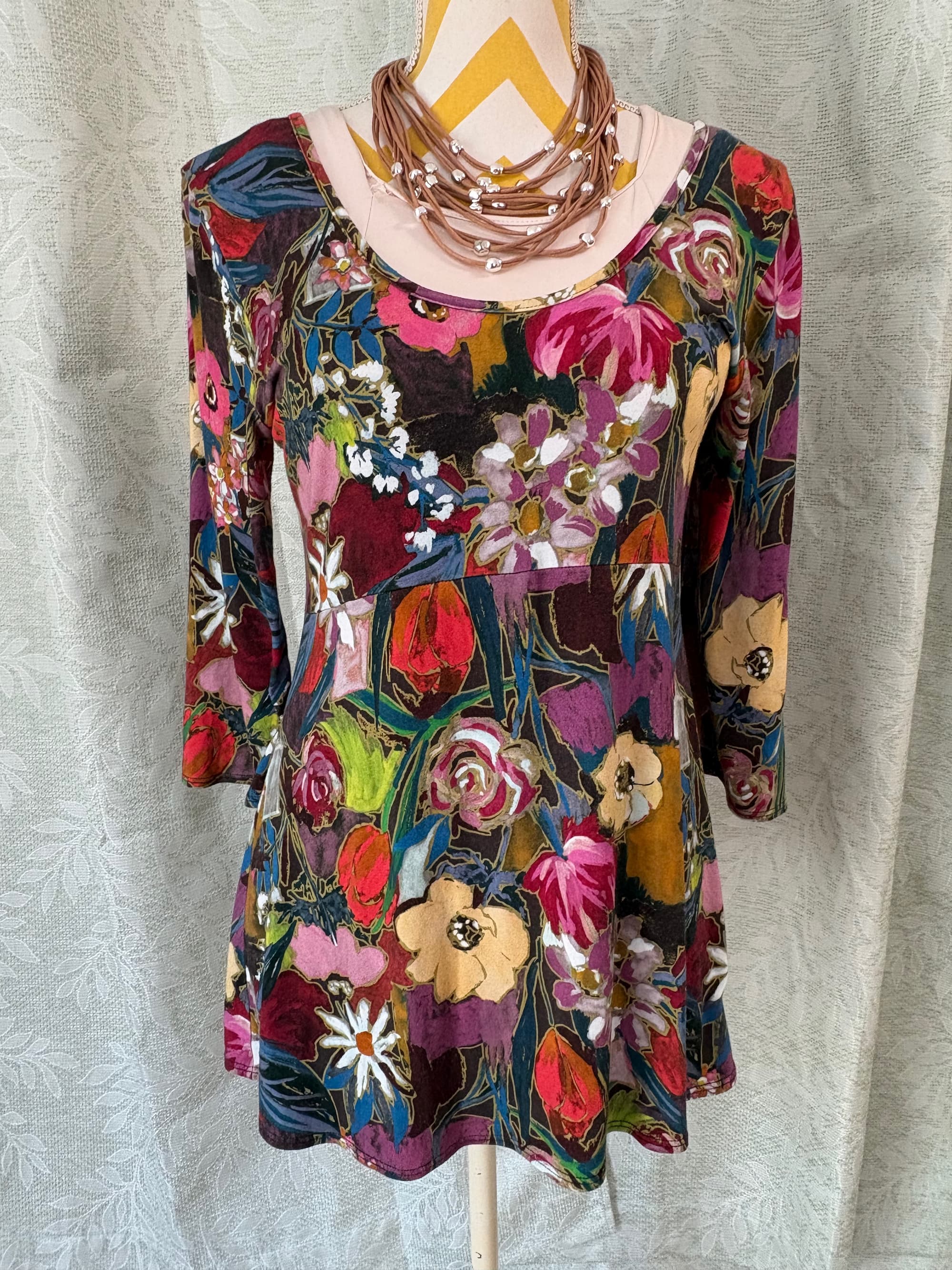 Soft Surroundings Abstract Mixed-Floral Tunic Top