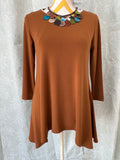 Alfani Matte Jersey Rust Brown Sharkbite Tunic Top