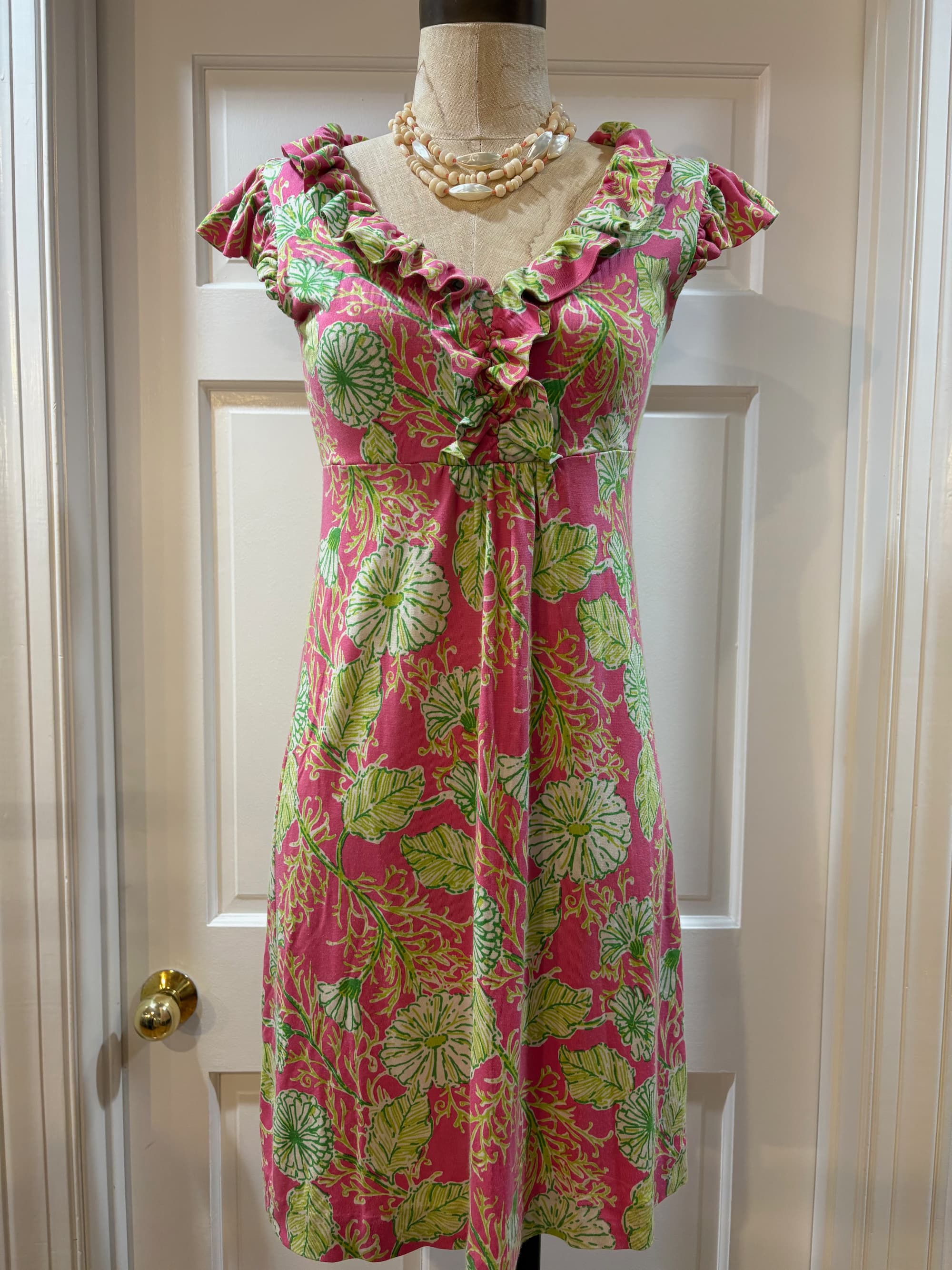 Lilly Pulitzer "Clare" Silk Blend “Paint My Petals” Ruffle Dress